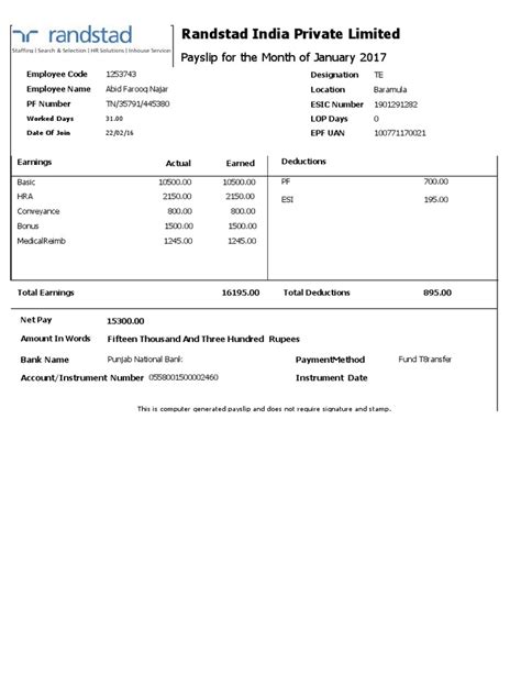 January 2017 Payslip is now posted .
